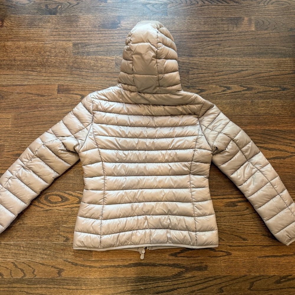 SAVE THE DUCK Alexis Shore Beige Hooded Puffer Jacket Sz 2/M 100% animal free - Picture 12 of 12